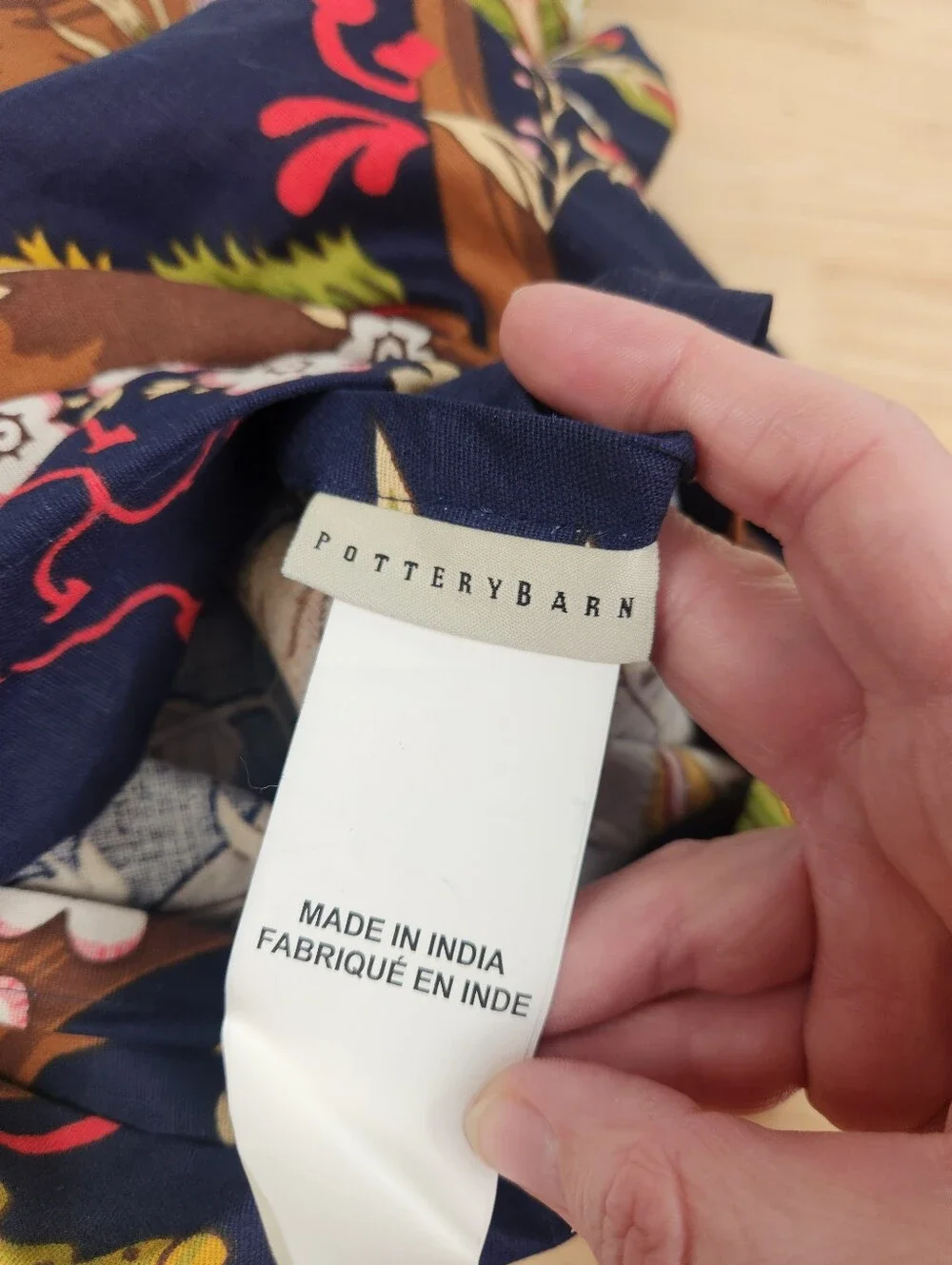 Pottery Barn Lana Palampore Duvet Cover Sz Twin Linen Blend Navy Floral
